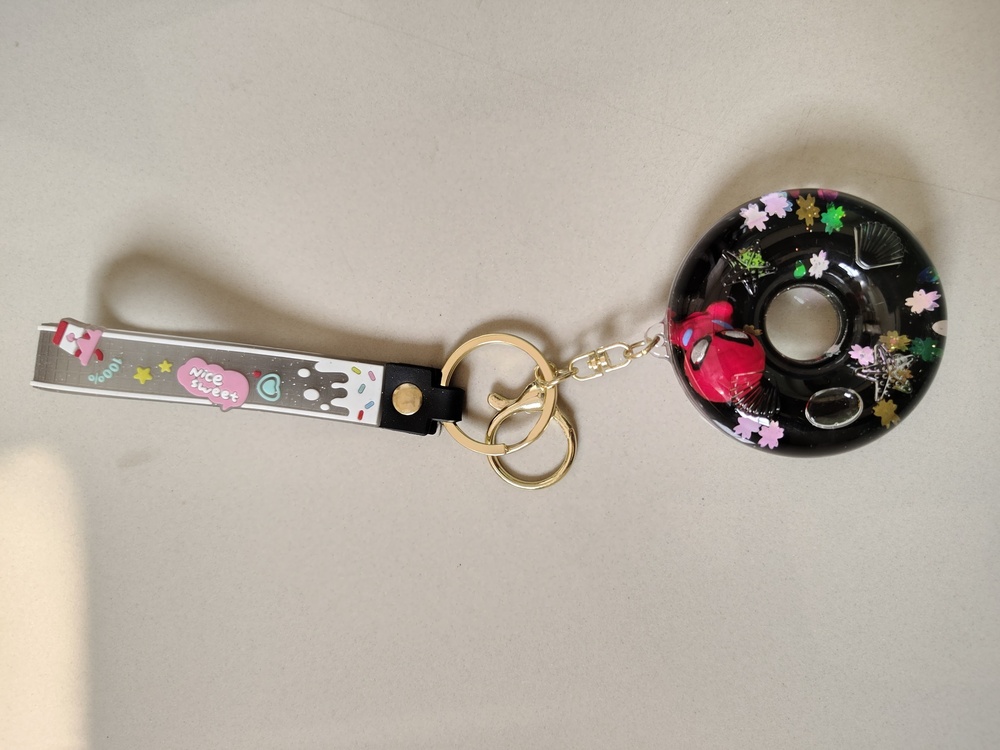 CherryBox Acrylic Cartoon Liquid Keychain For Bags, Car Key Hanging Cute Charms - Metal & Plastic, Multi-Colored, Gold Plating, Modern Arts Style