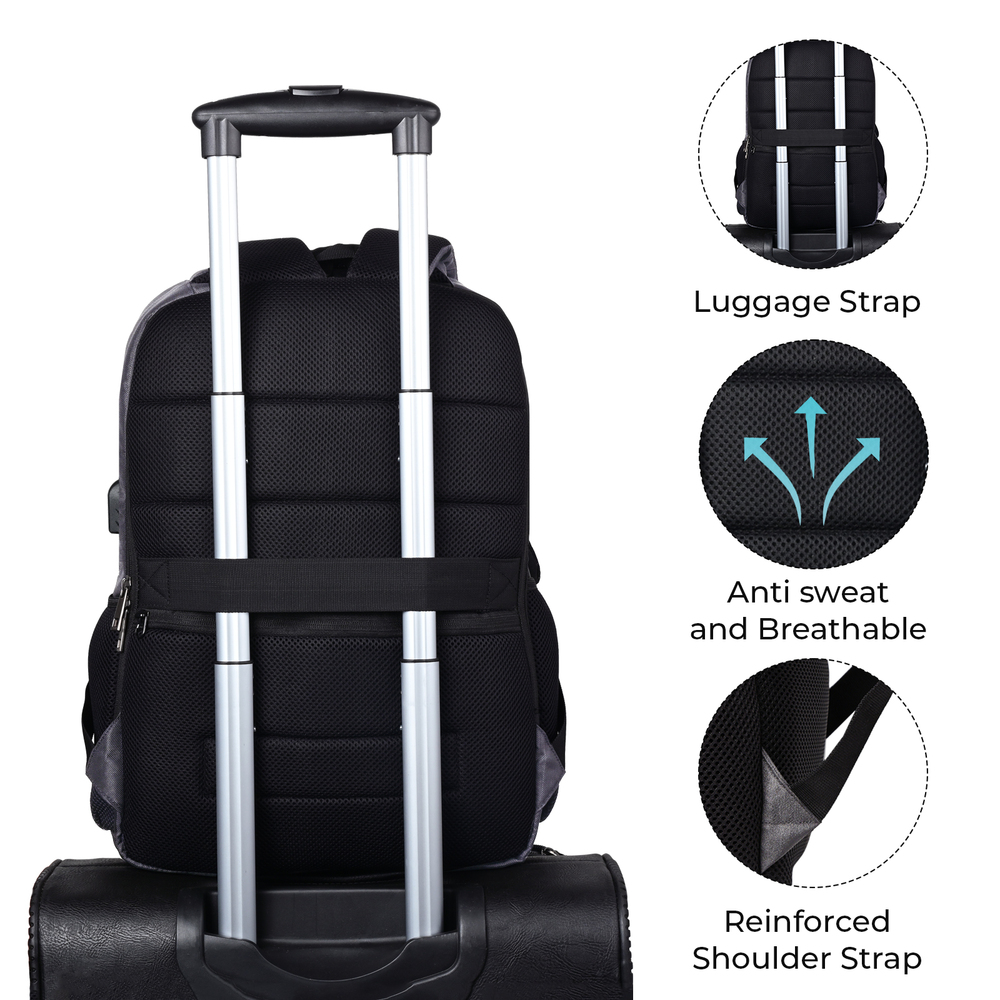 Anti Theft 15.6 Inch Smart Tech Backpack Grey