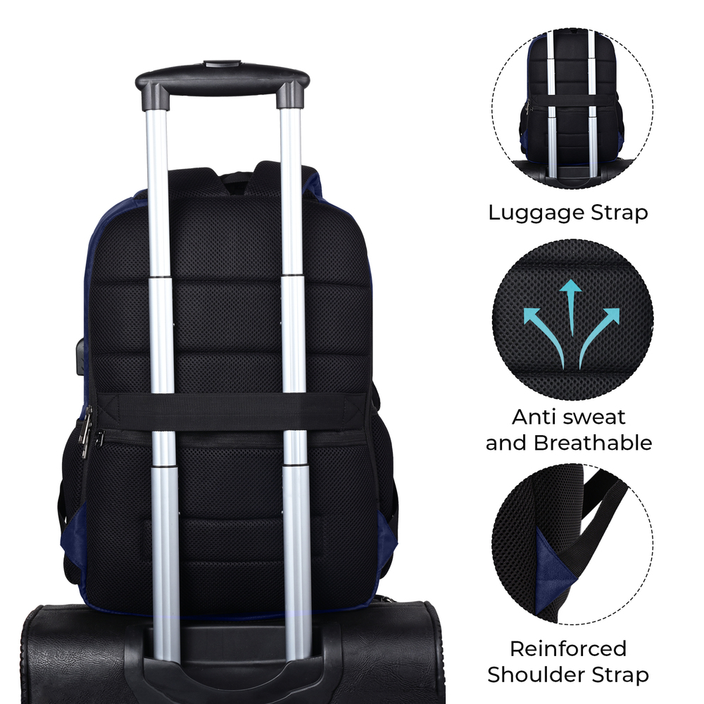 Anti Theft 15.6 Inch Smart Tech Backpack Navy