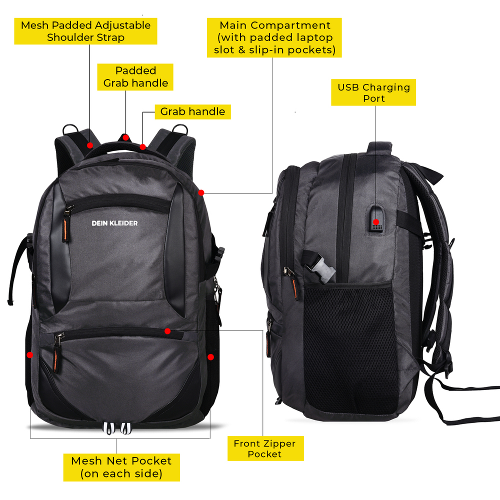 15.6 Inch Anti Theft Smart Tech Backpack Grey