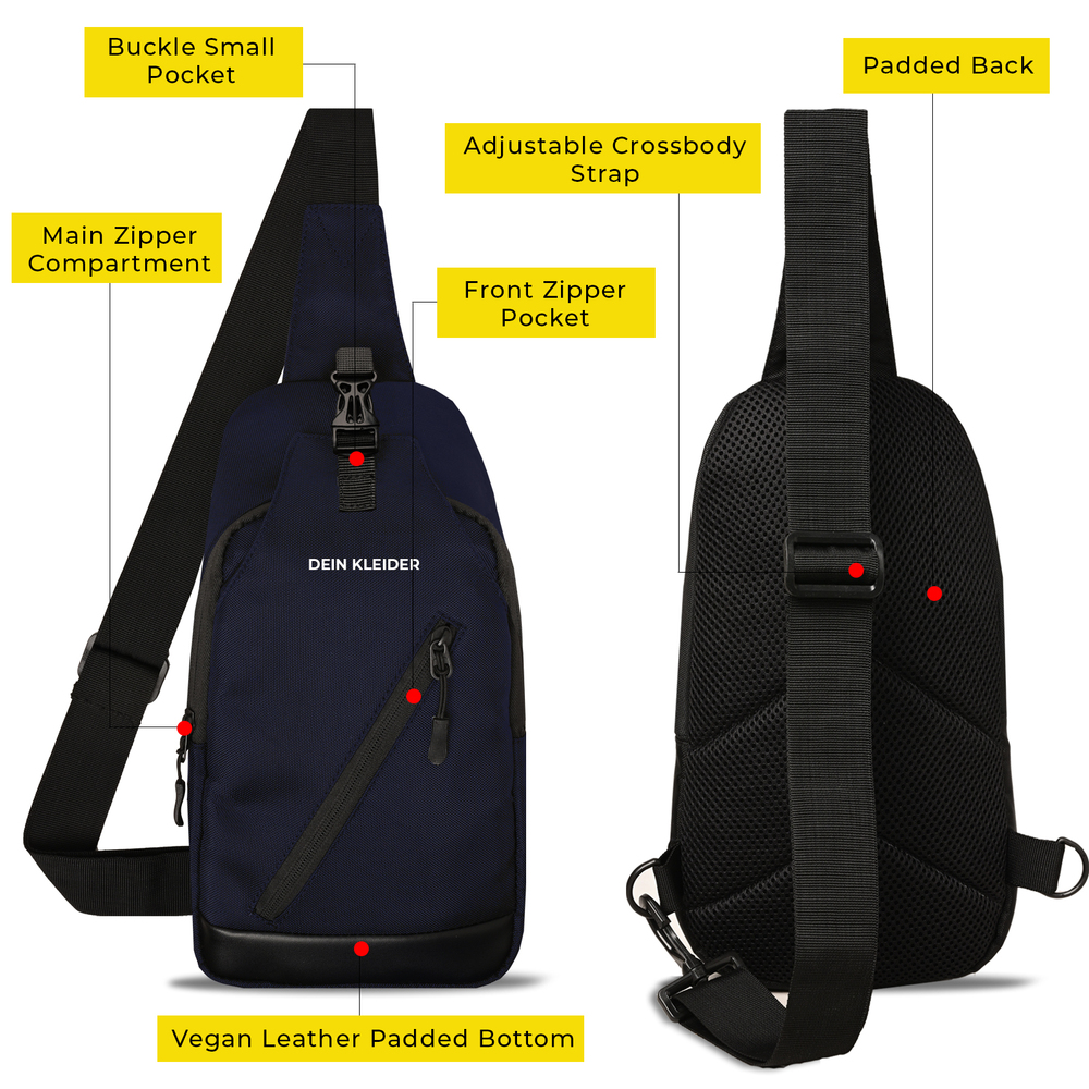 Urban Cross Crossbody Chest bag Shoulder Adjustable Strap100% Waterproof fabric Navy