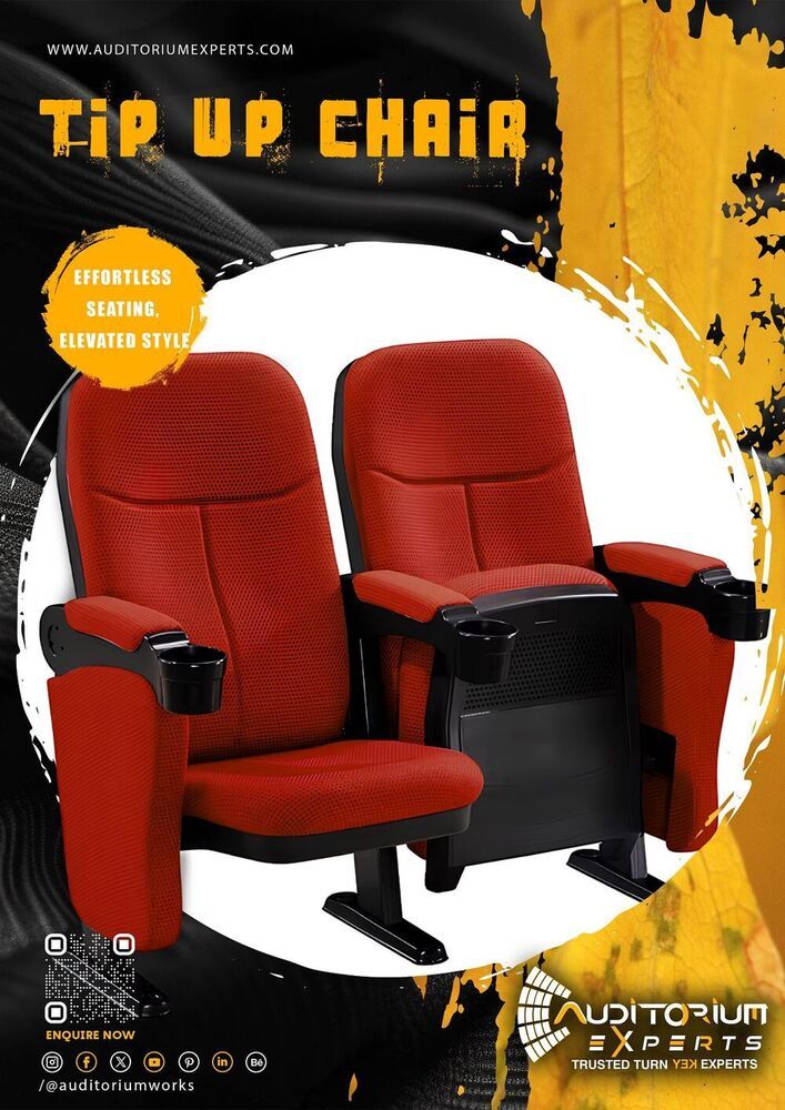 Auditorium Chair - High-Density Molded Foam with Fabric or PU Leather Upholstery | Fixed or Reclining Backrest with Lumbar Support, Heavy-Duty Metal Frame with Anti-Rust Coating, Optional Cup Holder Armrests