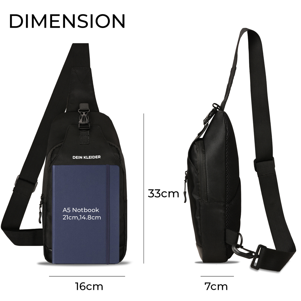 Urban Cross Crossbody Chest bag Shoulder Adjustable Strap100% Waterproof Fabric