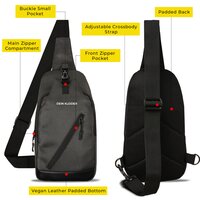 Urban Cross Crossbody Chest bag Shoulder Adjustable Strap100% Waterproof fabric Grey