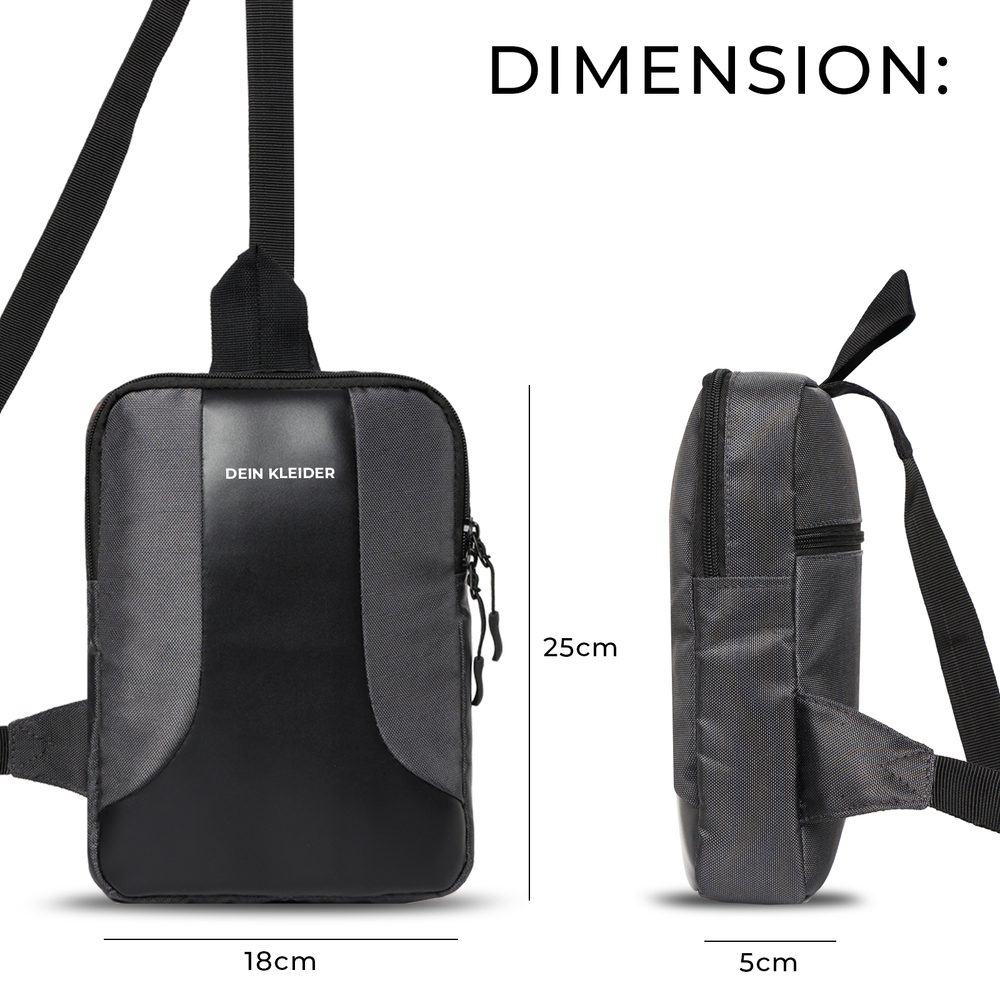 Modern Sleek Crossbody Sling Chest Bag Adjustable Strap Grey