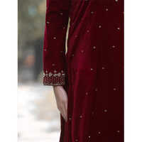 Velvet Hand Embroidery Suit With Net Dupatta