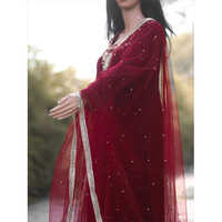 Velvet Hand Embroidery Suit With Net Dupatta
