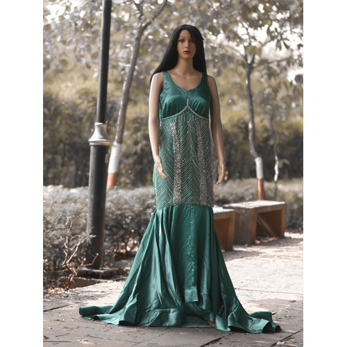 Ladies Tail Green Gown