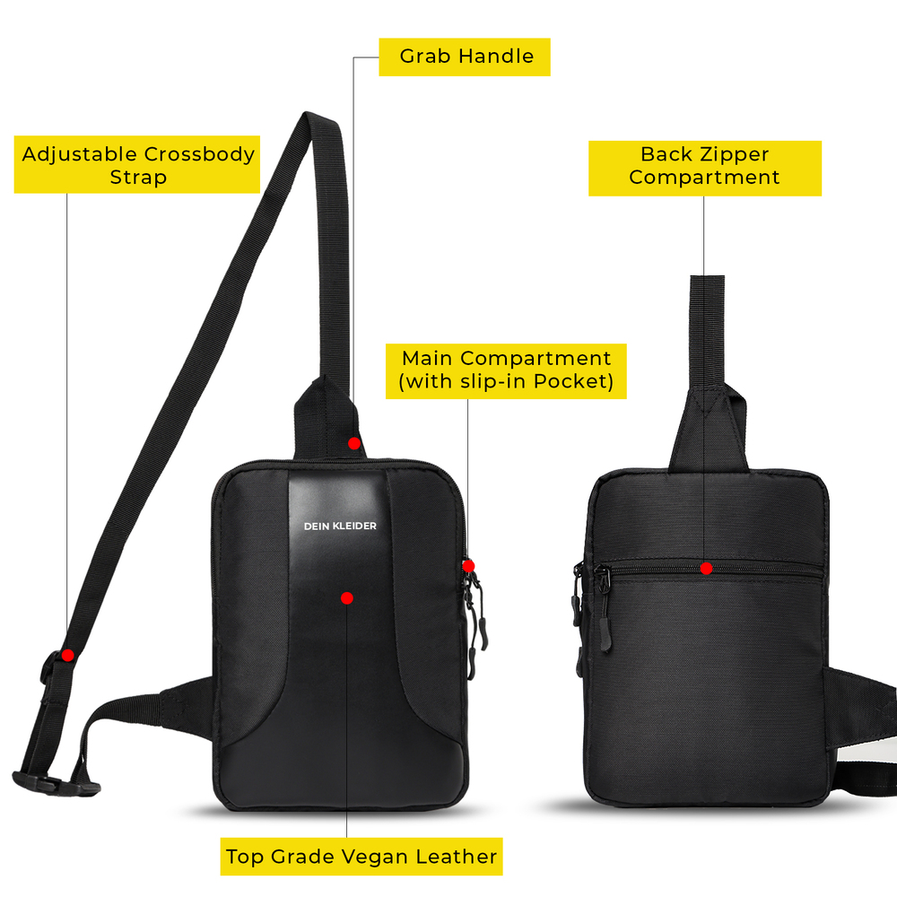 Modern Sleek Crossbody Sling Chest Bag Adjustable Strap