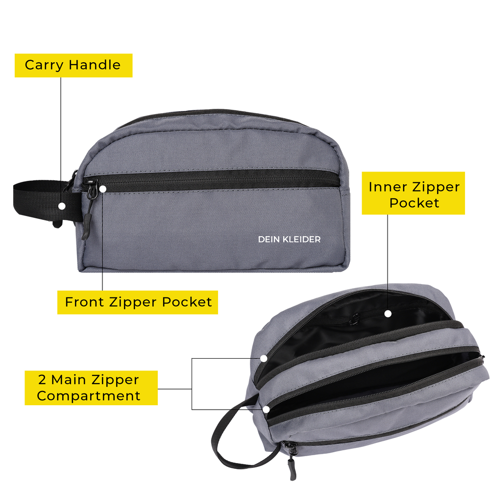 Toiletry Travel Bag Water Resistant for Men and Women Accessories Organizer Grey
