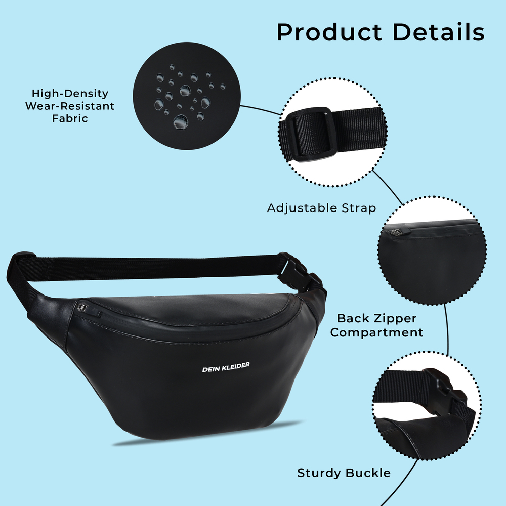 Vegan Leather Waist Pack Midnight Black