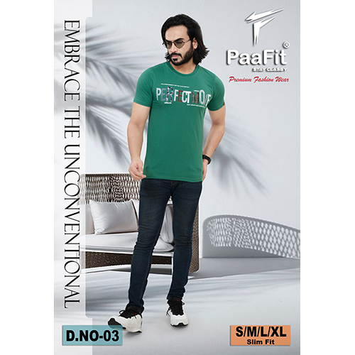 Mens Green Cotton T-Shirt