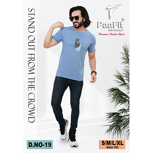 Mens Cotton Blue T-Shirt