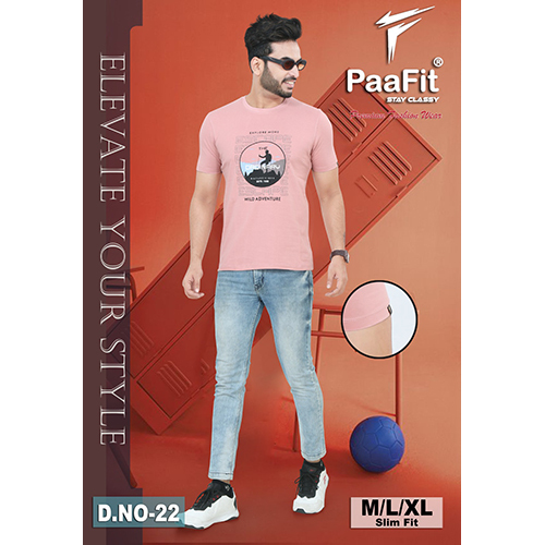 Mens Half Sleeve Pink T-Shirt