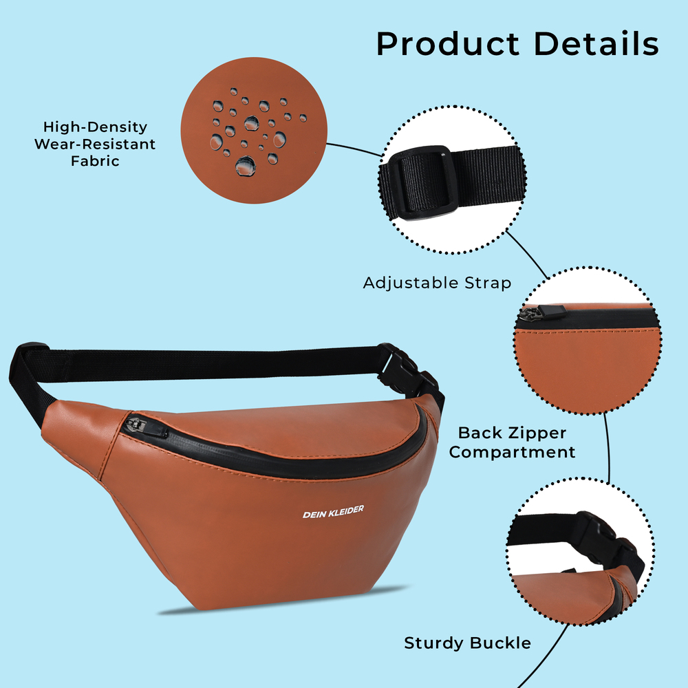 Vegan Leather Waist Pack Dark Tan