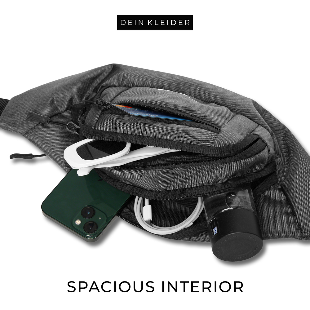 Venture Waist Fanny Pack Travel Handy Zip Pouch Money Phone Belt Sport Bum Grey