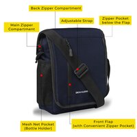 Nylon Flapover Sling Cross Body One Side Shoulder Bag Navy