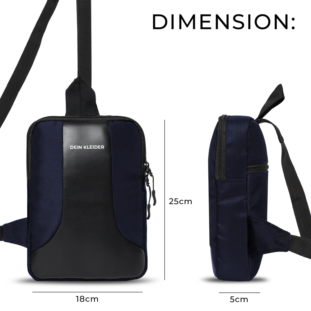 Modern Sleek Crossbody Sling Chest Bag Adjustable Strap Navy