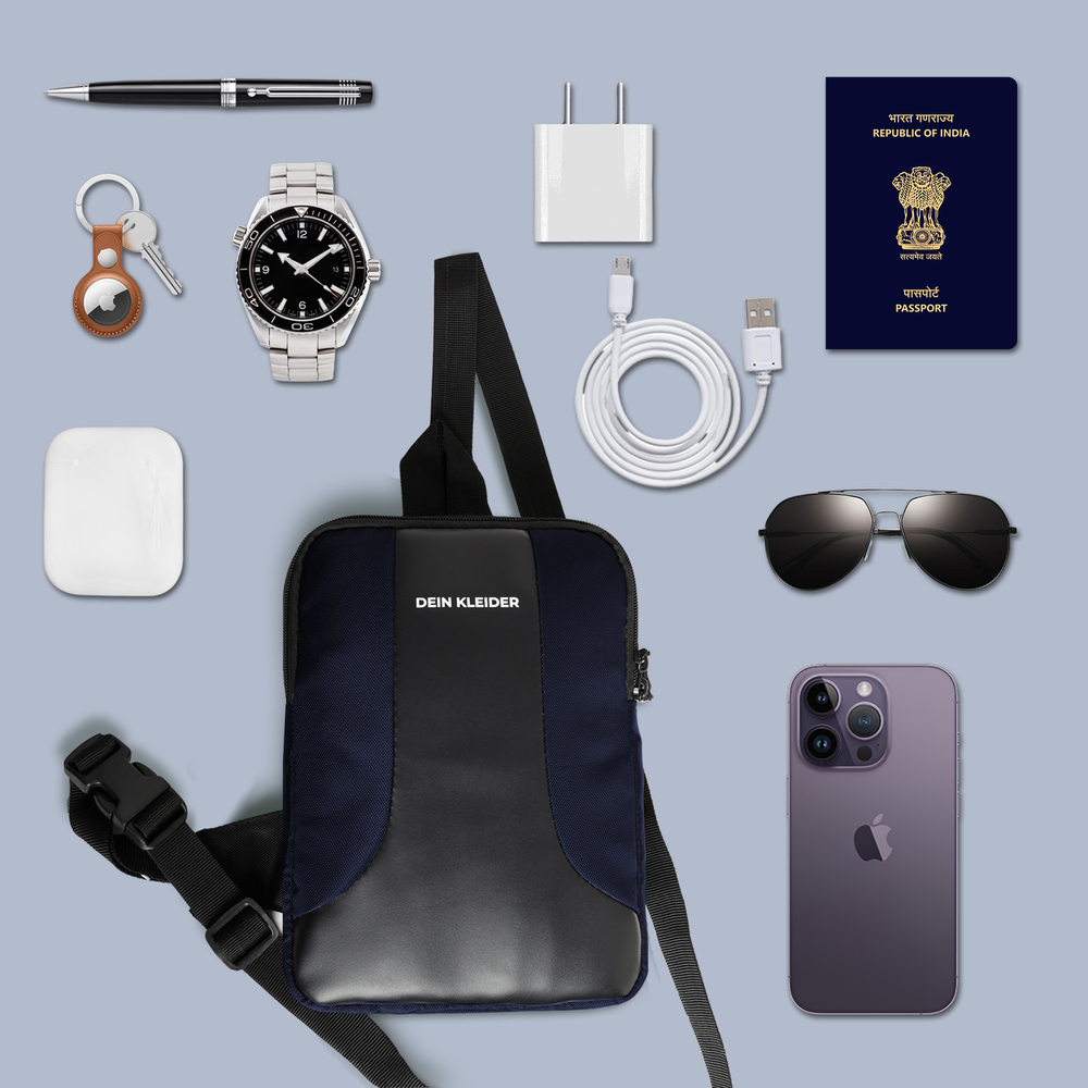 Modern Sleek Crossbody Sling Chest Bag Adjustable Strap Navy