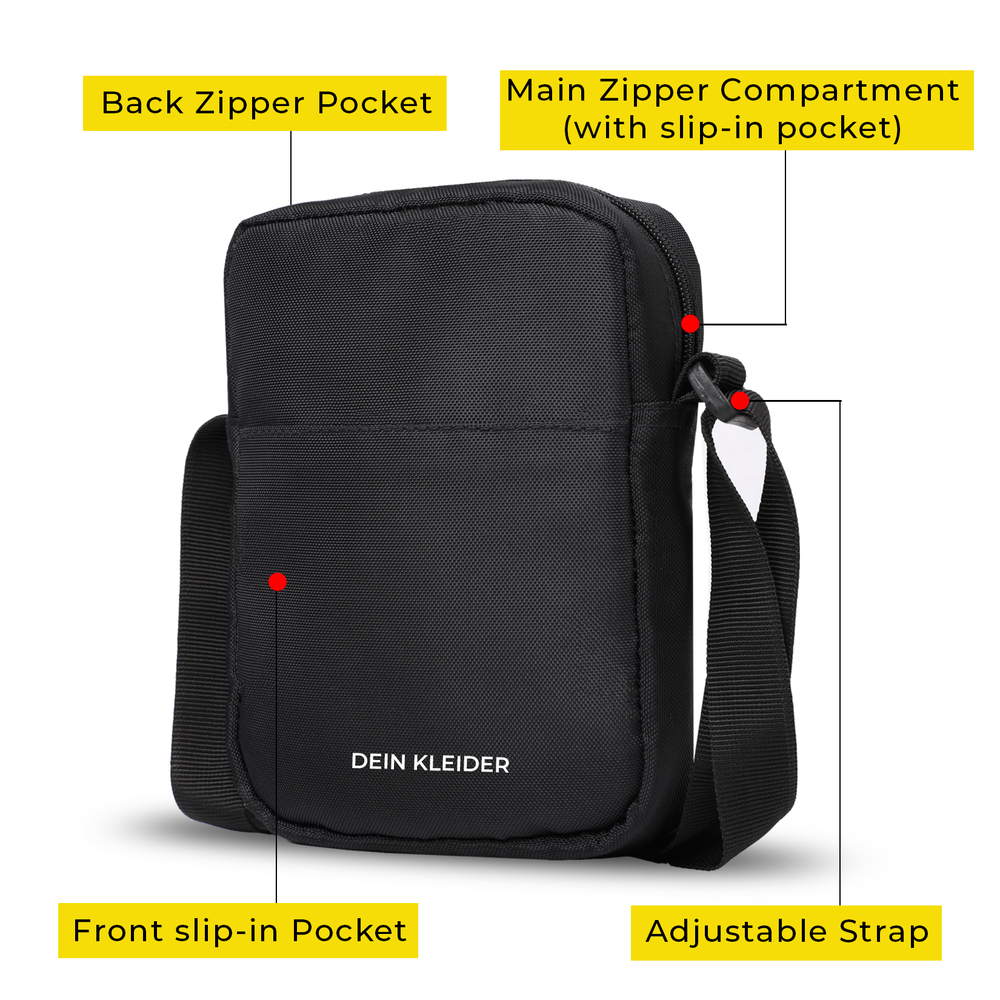 Mini Street crossbody messenger travel Sling Bag Black