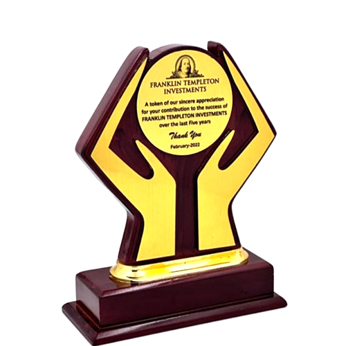 Thankyou Award Wooden Trophy - Style: Artificial