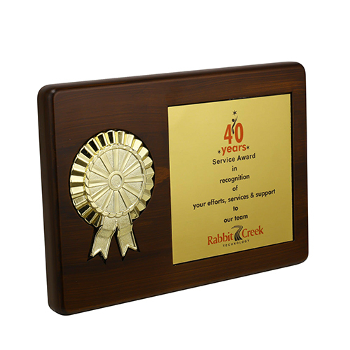 Service Award Trophy - Artificial Wooden, 10-15 Inch, Brown Color | Customized Logo, Rectangular Design, Corporate Theme