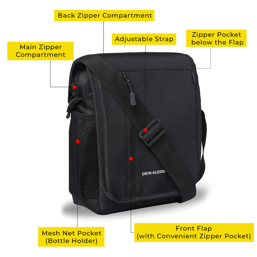 Nylon Flapover Sling Cross Body One Side Shoulder Bag