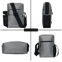 Grey Nylon Sling Cross Body Utility Travel Office Business Messenger one Side Shoulder Bag