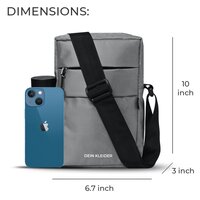 Grey Nylon Sling Cross Body Utility Travel Office Business Messenger one Side Shoulder Bag