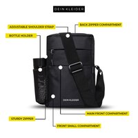 Black Nylon Sling Cross Body Utility Travel Office Business Messenger one Side Shoulder Bag