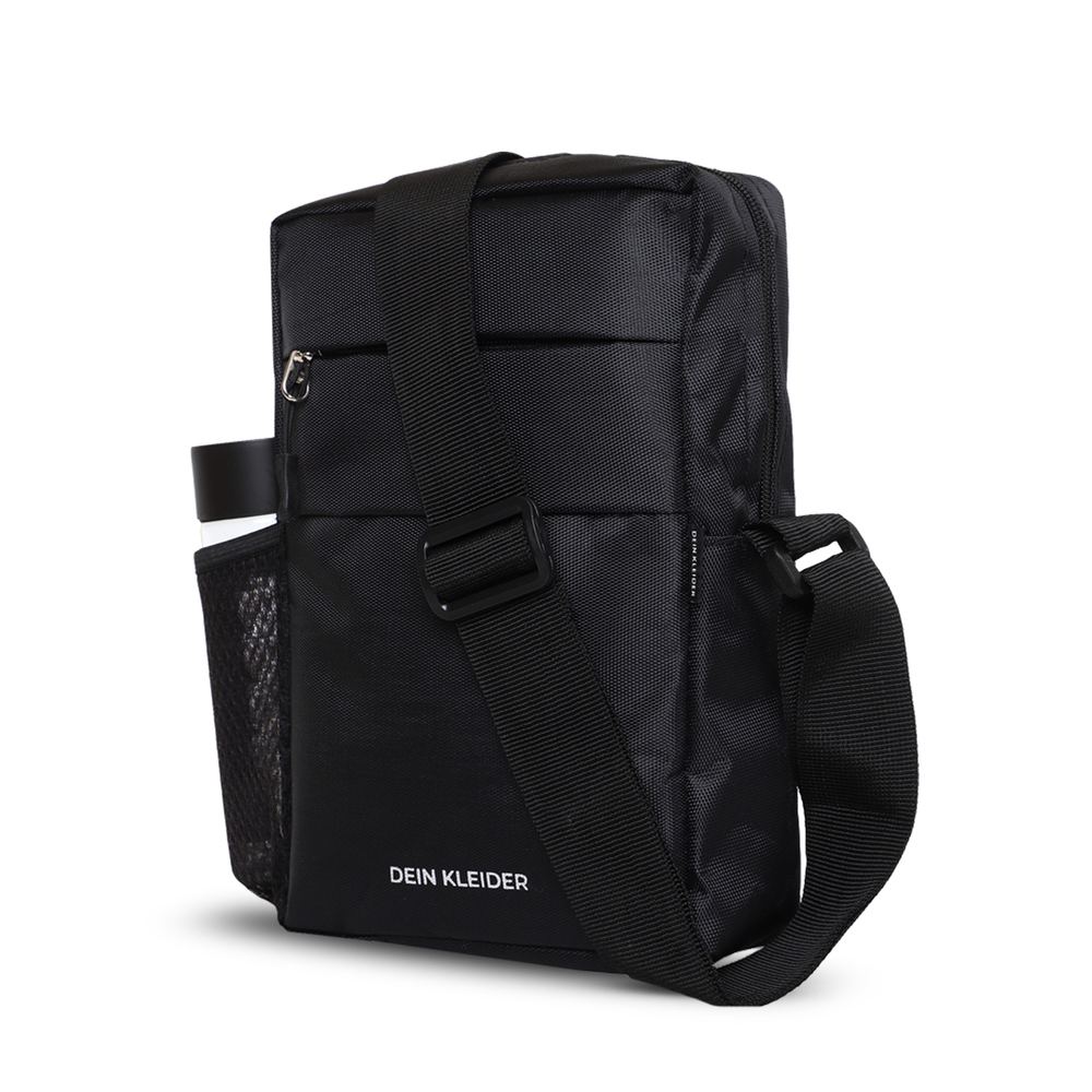 Black Nylon Sling Cross Body Utility Travel Office Business Messenger one Side Shoulder Bag