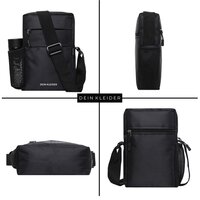 Black Nylon Sling Cross Body Utility Travel Office Business Messenger one Side Shoulder Bag