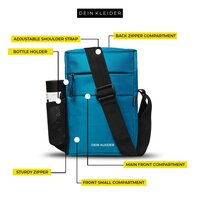 Aqua Nylon Sling Cross Body Utility Travel Office Business Messenger one Side Shoulder Bag