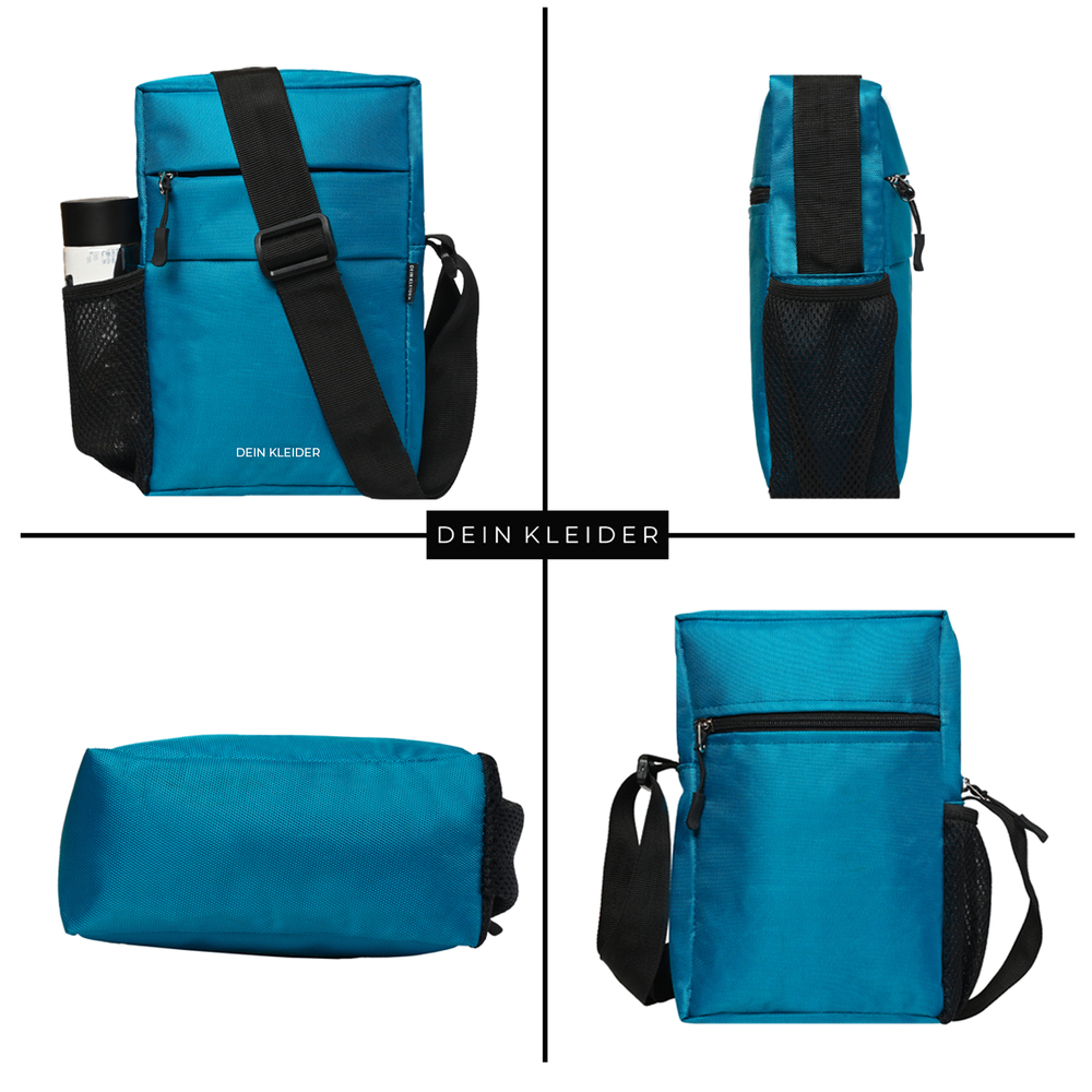 Aqua Nylon Sling Cross Body Utility Travel Office Business Messenger one Side Shoulder Bag