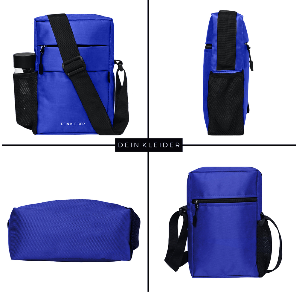 Blue Nylon Sling Cross Body Utility Travel Office Business Messenger one Side Shoulder Bag