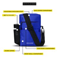 Blue Nylon Sling Cross Body Utility Travel Office Business Messenger one Side Shoulder Bag
