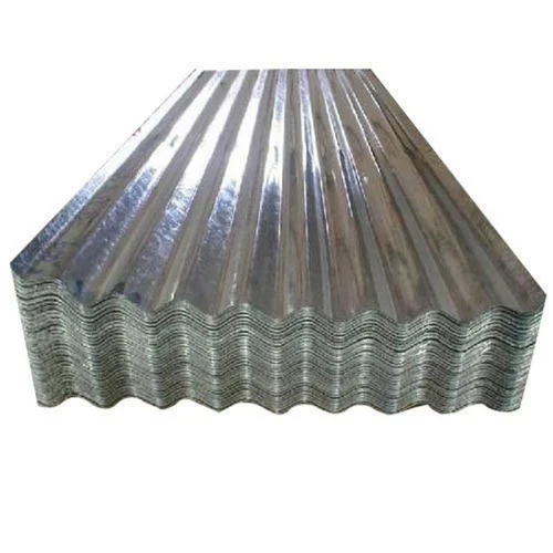 GI Roofing Sheet - Galvanized Iron, 10x2.5 ft, Sleek Silver Color, 0.50 Micrometers Thick | Coated for Corrosion Resistance and Weather Durability