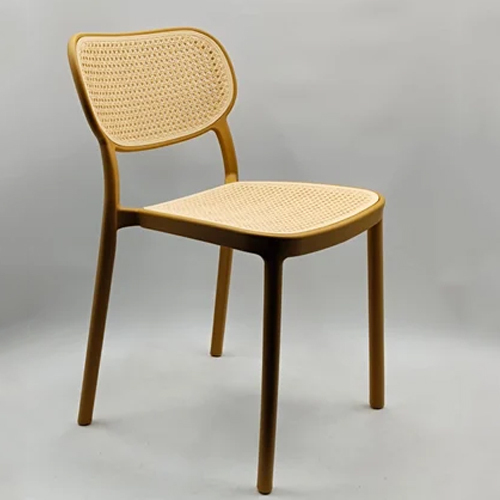 Plastic Cane Knitted Chair - Color: Brown