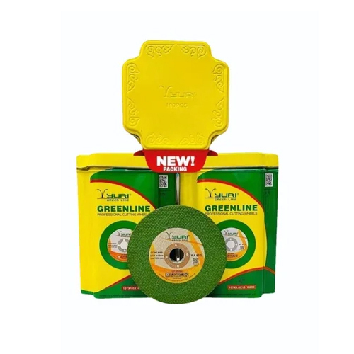 4 Inch Yuri Green Line Cutting Wheel - Mild Steel, 4 Inch Diameter, Green Color, Circular Shape | Durable Design for Precise Metal Cutting