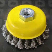 Mild Steel Cup Brush - 60mm Diameter, Gray Cylindrical Bristle Design | Ideal For Efficient Cleaning Applications