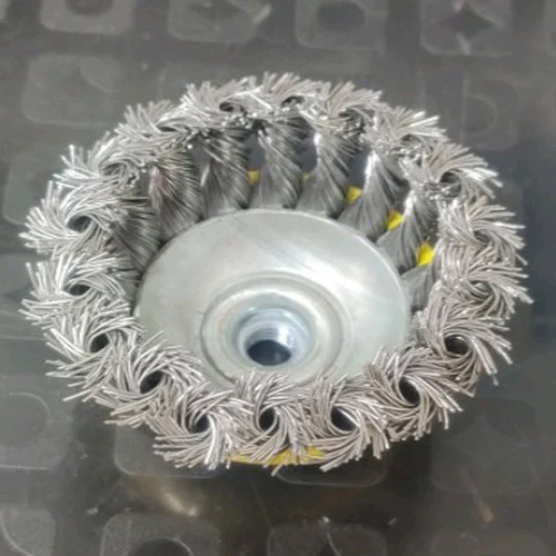 Mild Steel Cup Brush - 60mm Diameter, Gray Cylindrical Bristle Design | Ideal For Efficient Cleaning Applications