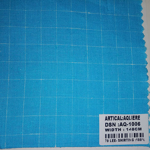 70 Lea 100% Linen Check Fabric - Color: Blue