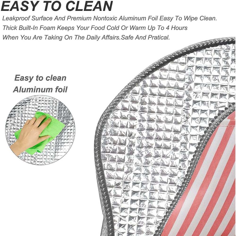 Lunch Bag Portable Insulated Lunch Box Bags With Zipper Closer & Handles