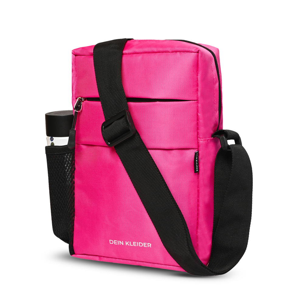 Pink Nylon Sling Cross Body Utility Travel Office Business Messenger one Side Shoulder Bag