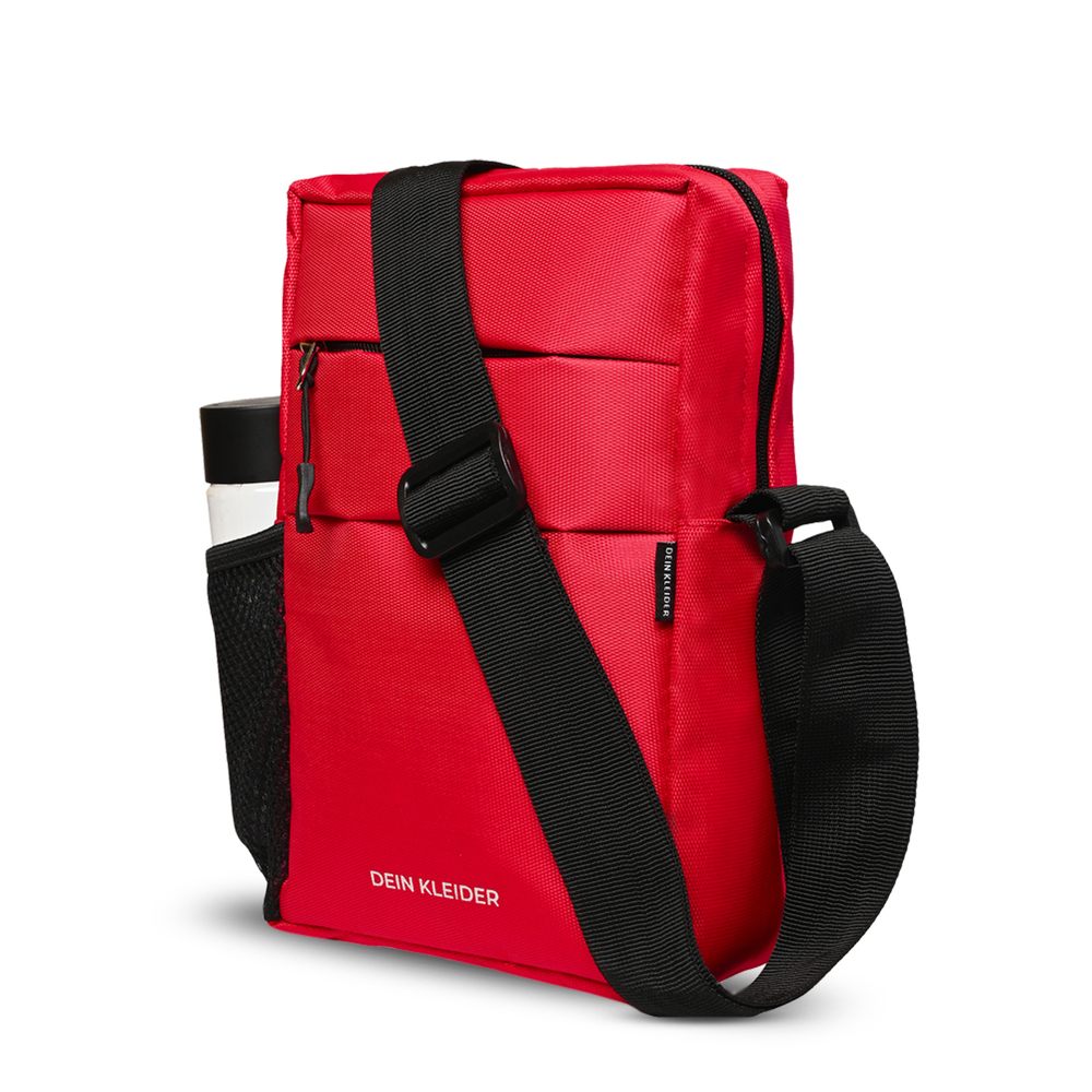 Red Nylon Sling Cross Body Utility Travel Office Business Messenger one Side Shoulder Bag