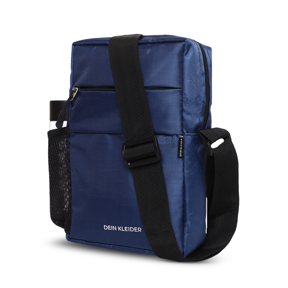Navy Blue Nylon Sling Cross Body Utility Travel Office Business Messenger One Side Shoulder Bag