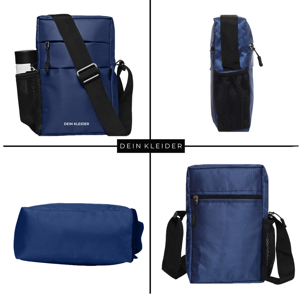 Navy Blue Nylon Sling Cross Body Utility Travel Office Business Messenger One Side Shoulder Bag