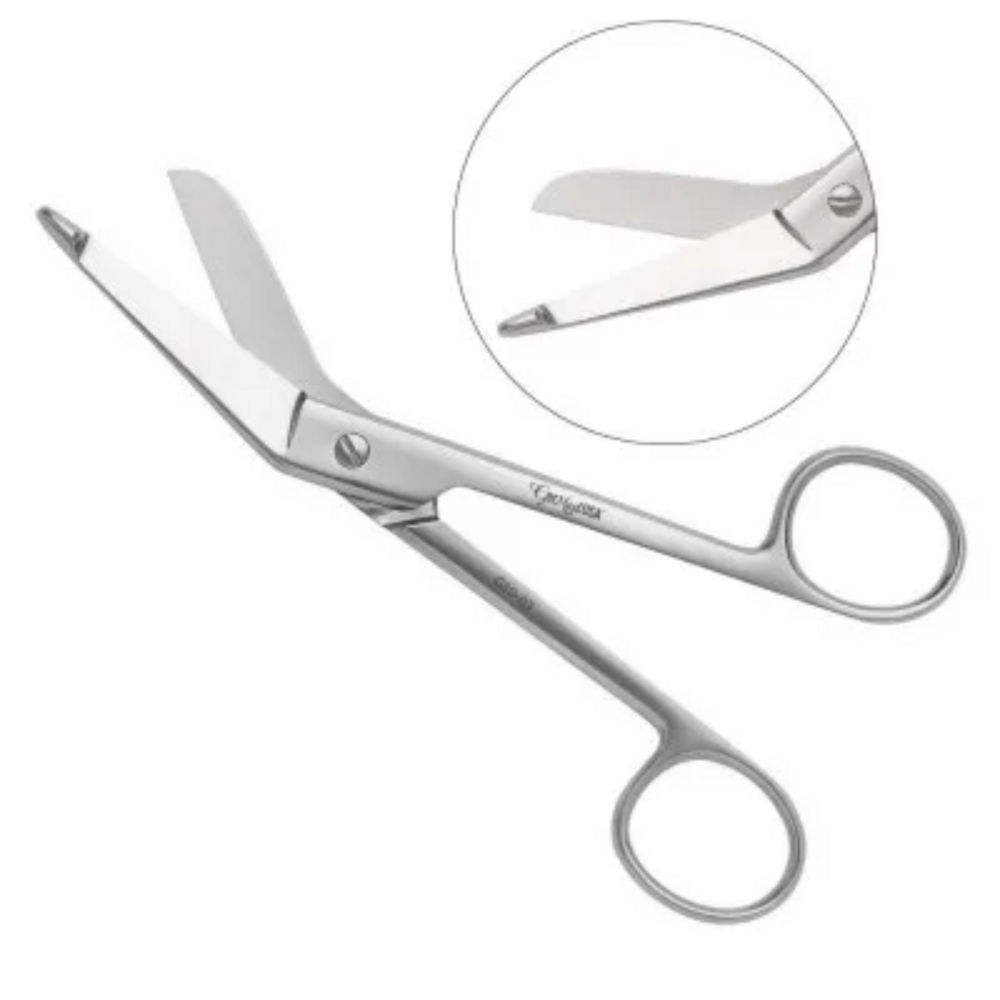 Bandage Scissors - German Stainless Steel, Angled Tip with Blunt Nodule for Safe Cutting