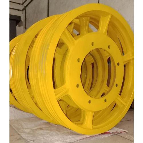 Cast Iron Elevator Machine Main Pulley - Color: Yellow