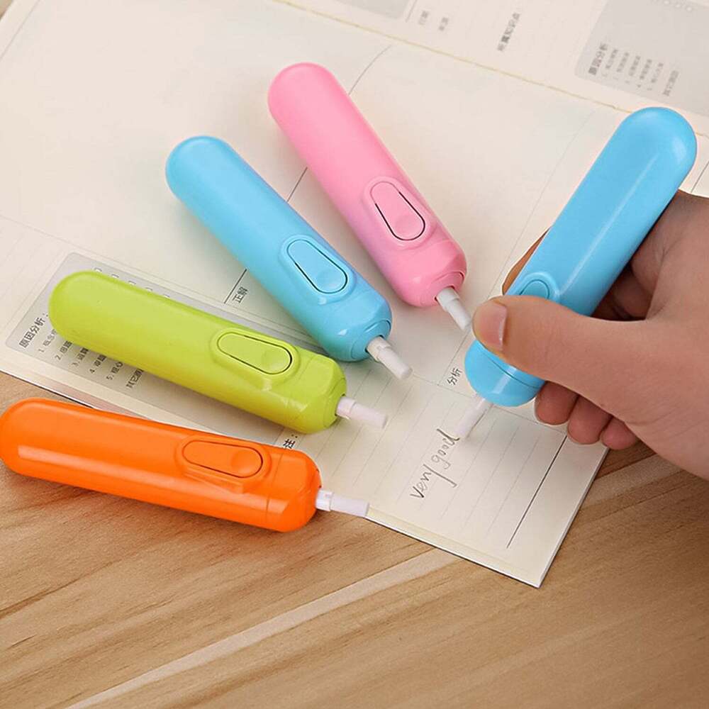 Electric Eraser Kit - Plastic, Standard Size, Yellow | Long-lasting Battery Operated Ergonomic Design With 12 Easy-to-replace Refills, One-button Operation For Precise Erasing